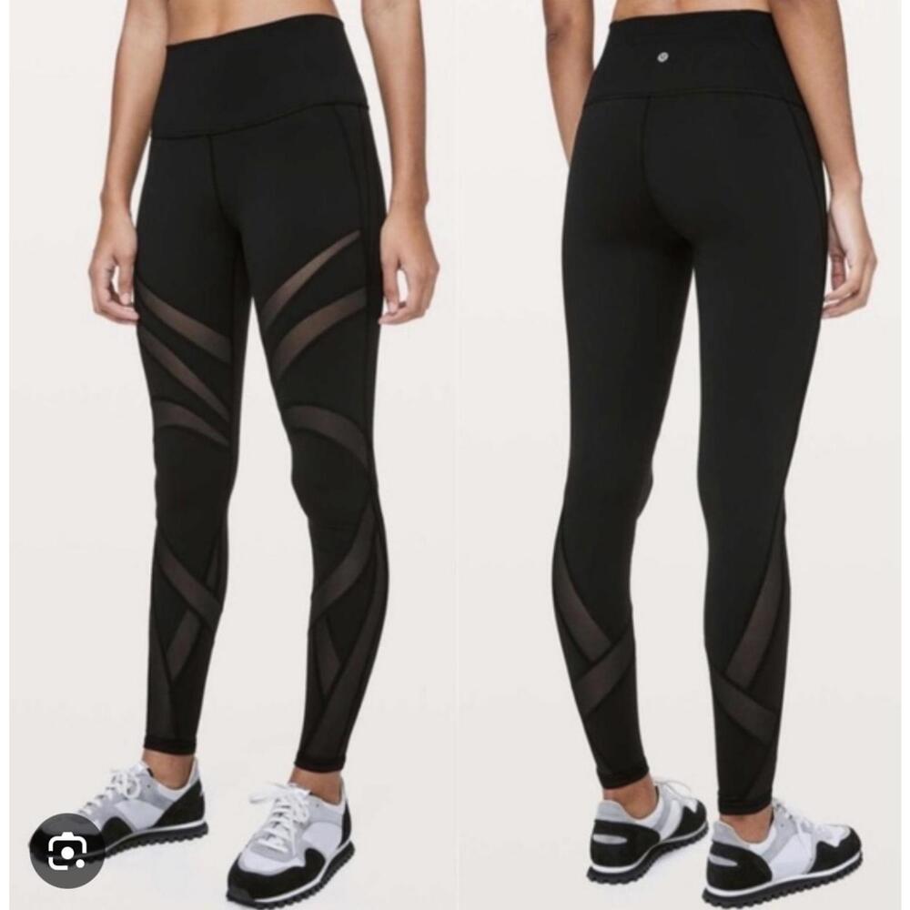 Lululemon X Wunder Under Ultra High Rise Mesh Workout Leggings, Size 14, Black - Picture 2 of 7